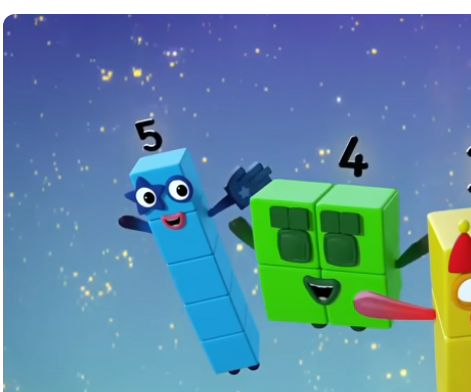 S1 E1 "One" — Numberblocks 1–5 juntos, escena calmada de Level 1.